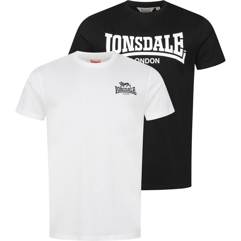 LONSDALE Tričko Yarnbrook černá / bílá