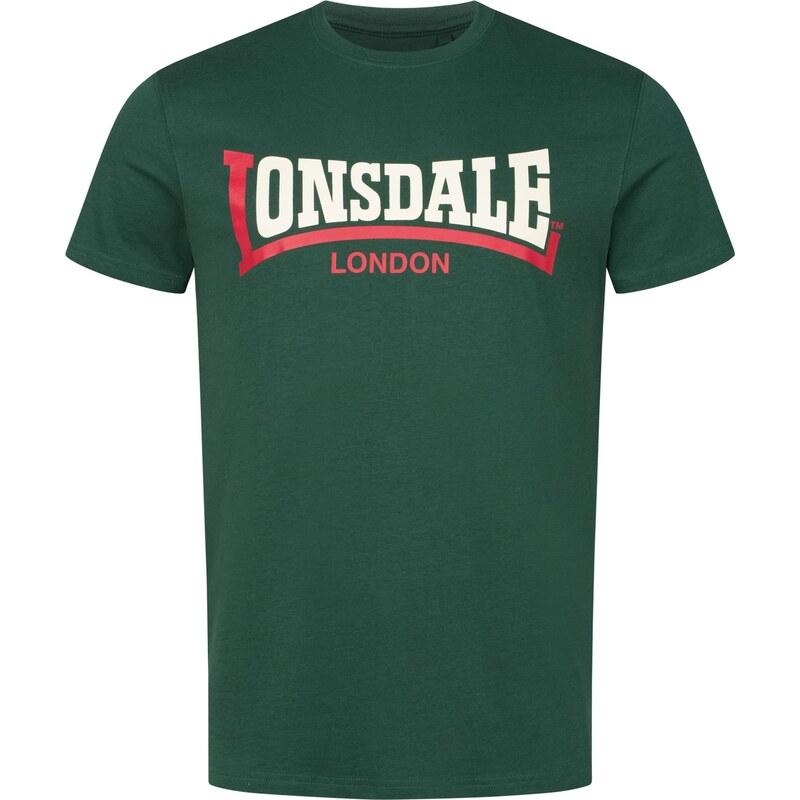 LONSDALE Tričko Two Tone tmavě zelená / tmavě oranžová / bílá