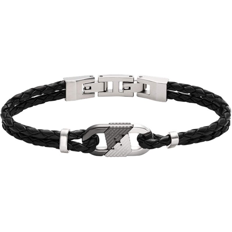 Emporio Armani Náramek černá / stříbrná