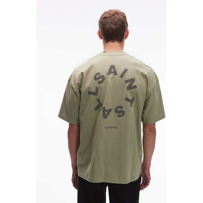 AllSaints Tierra oversized t-shirt in basil green - MGREEN 107643553