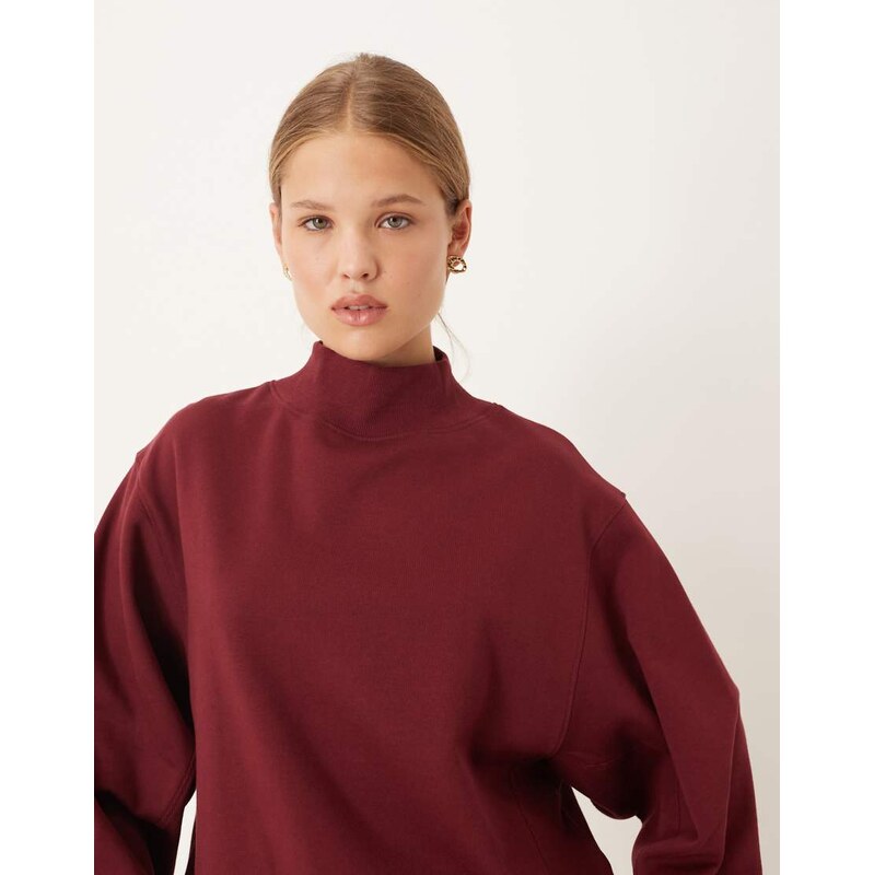 ASOS DESIGN funnel neck sweatshirt with rib panel detail in