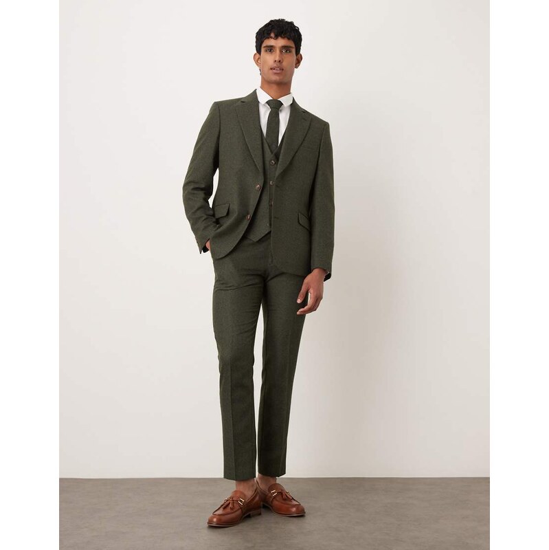 ASOS DESIGN skinny suit trousers in green microtexture