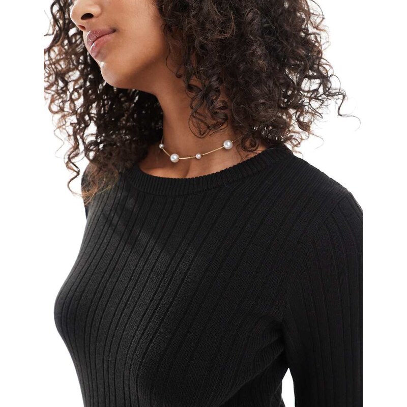 ONLY dropped hem knitted mini dress in black