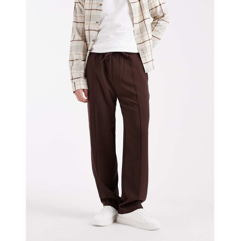ONLY & SONS loose fit pintuck trouser in brown