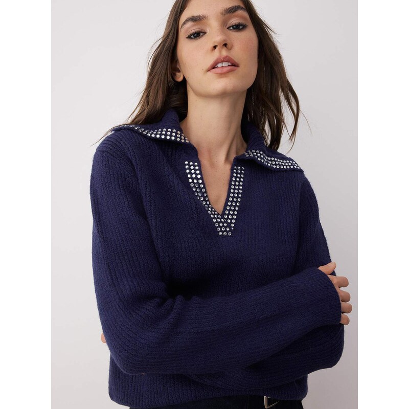 Trendyol Svetr indigo / průhledná 108955214