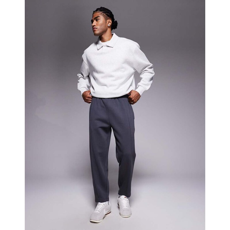 ASOS DESIGN tapered jogger with pin tucks in charcoal-Grey