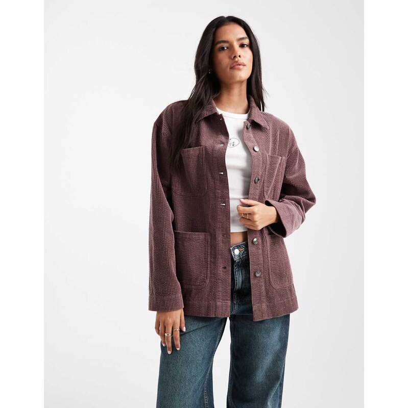 ASOS DESIGN barn jacket in cord in mocha-Brown