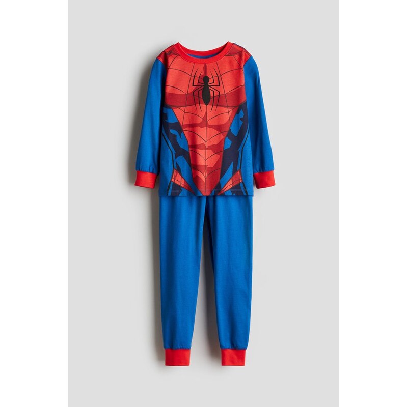 H&M - Pyžamo z bavlněného žerzejes potiskem - Modrá/Spiderman