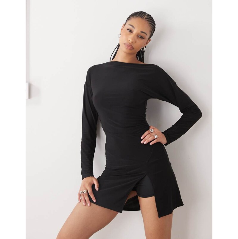 Reclaimed Vintage slouchy off shoulder long sleeve skort mini