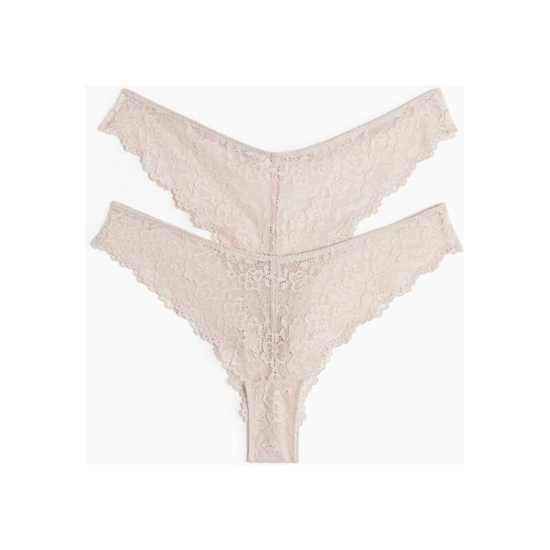 H&M - Krajkové kalhotky brazilian 2 kusy - růžová 108128953