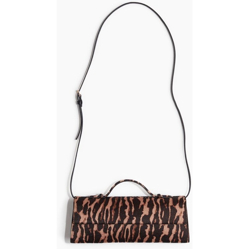 H&M - Hranatá kabelka crossbody - Béžová/Tygří Pruhy