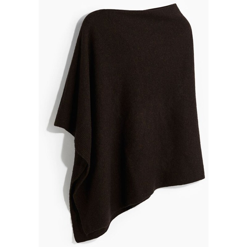 H&M - Pelerínka z jemně pletené kašmírové směsi - Tmavě Hnědá