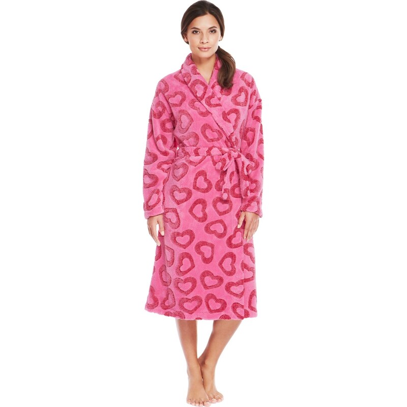 Marks and Spencer Shawl Collar Heart Print Burnout Dressing Gown