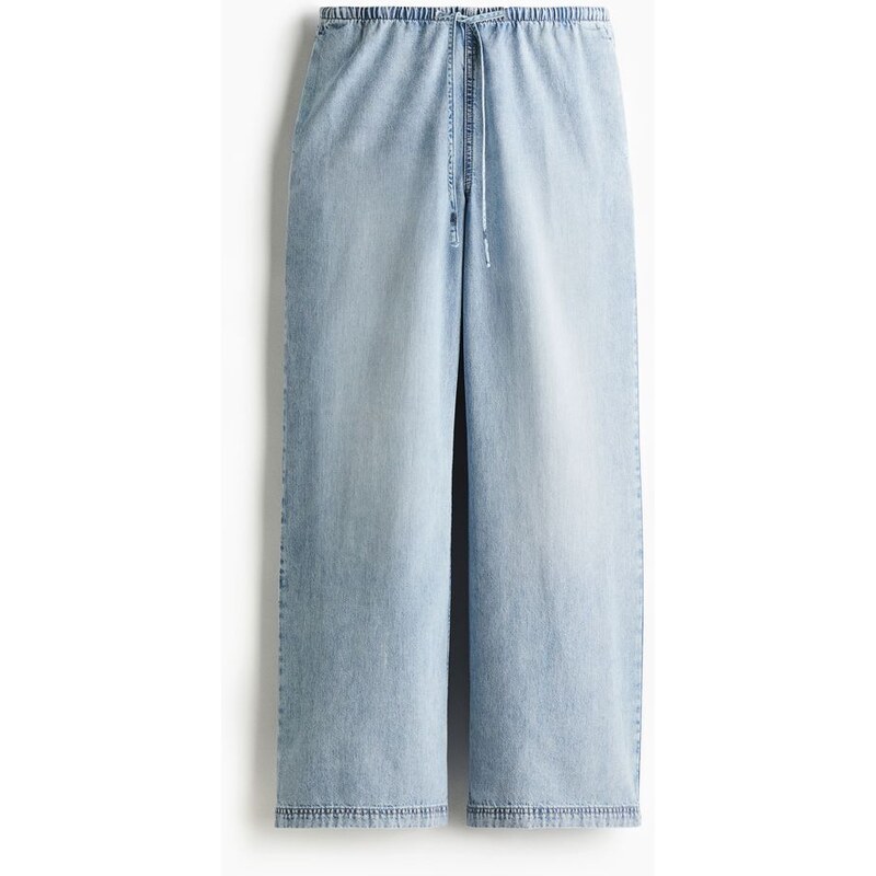 H&M - Džíny se stahovací šňůrkou - Bledý Denim Blue