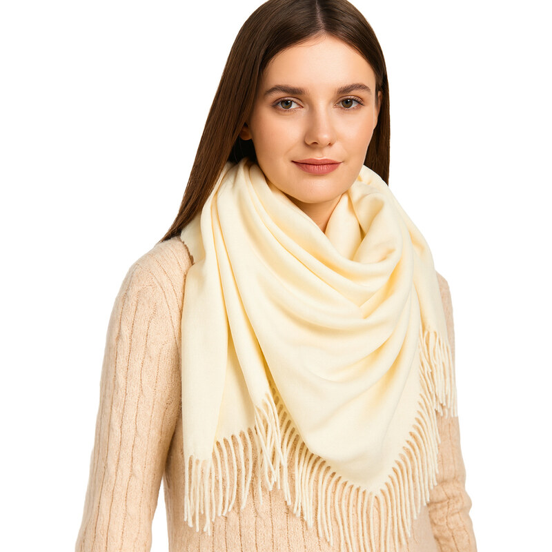 Pri One-color shawl shlik scarf with fringe GRACE