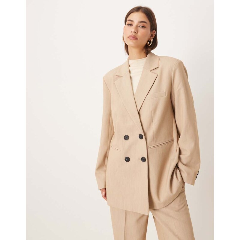YAS tailored double breasted blazer co-ord in camel-Neutral 115515729