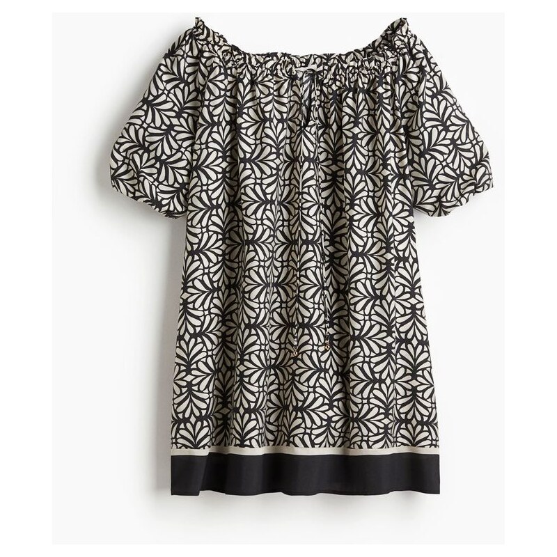 H&M - Šatys vázačkami - Černá/Vzor