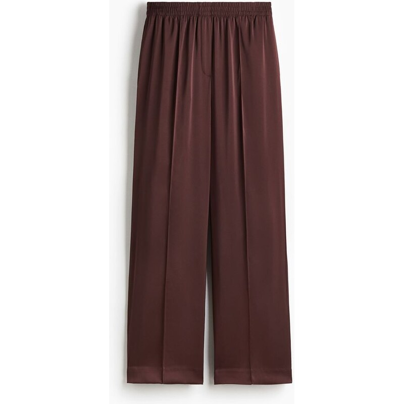H&M - Široké kalhotys puky - Tmavě Hnědá