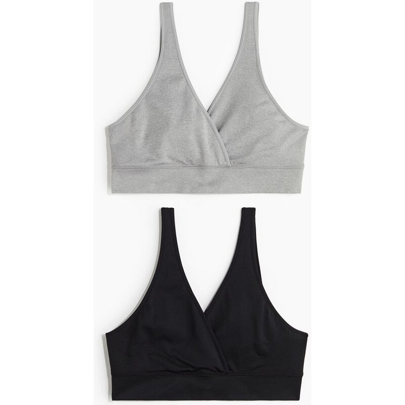 H&M - MAMA Bezešvá podprsenka na kojení 2 kusy - Šedý Melír