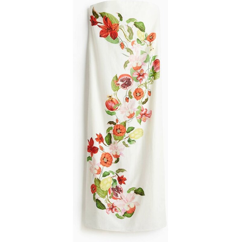 H&M - Šaty z lněné směsis potiskem - bílá 108133566