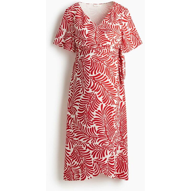 H&M - MAMA Mačkané zavinovací šaty - červená 108133641