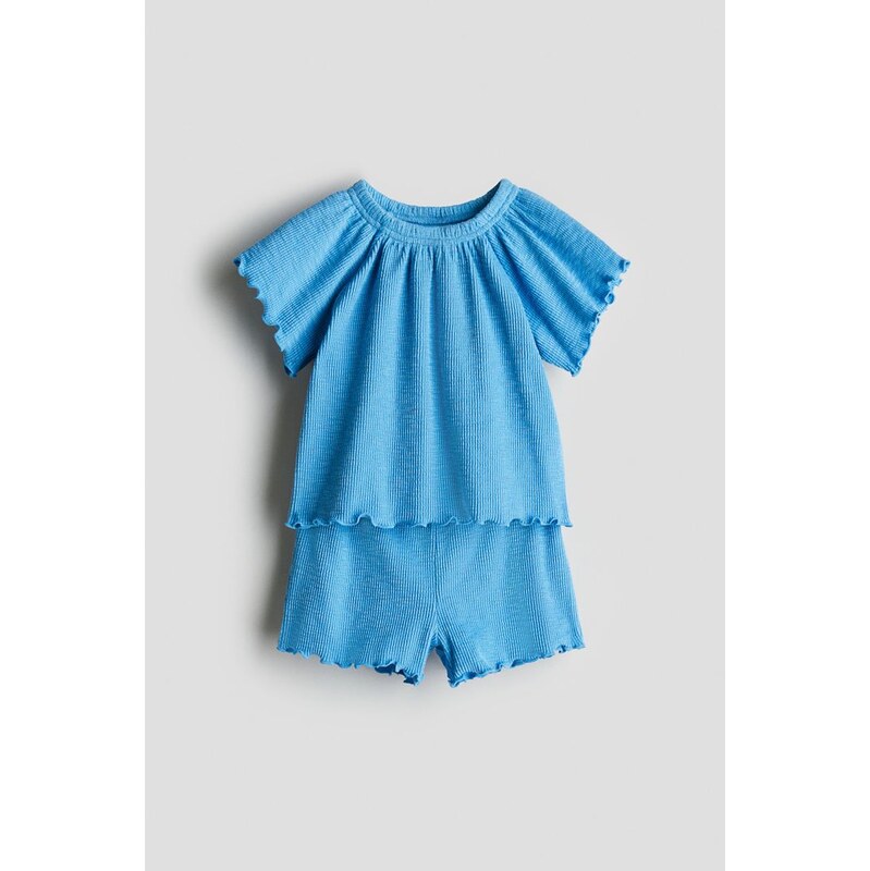 H&M - Dvoudílná souprava z žebrovaného žerzeje - Modrá