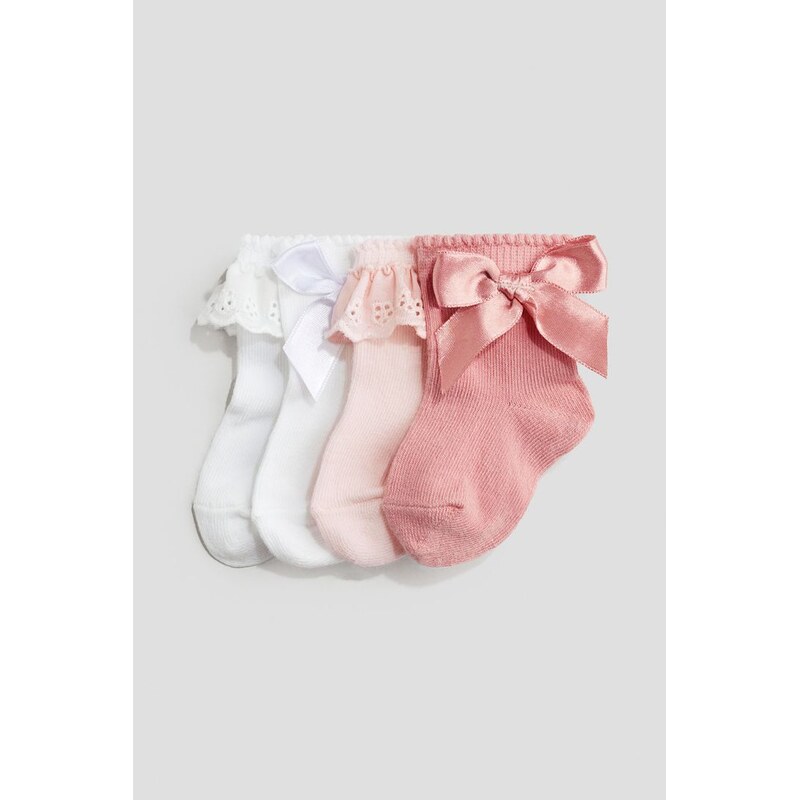 H&M - Ponožky 4 páry - růžová 108157076