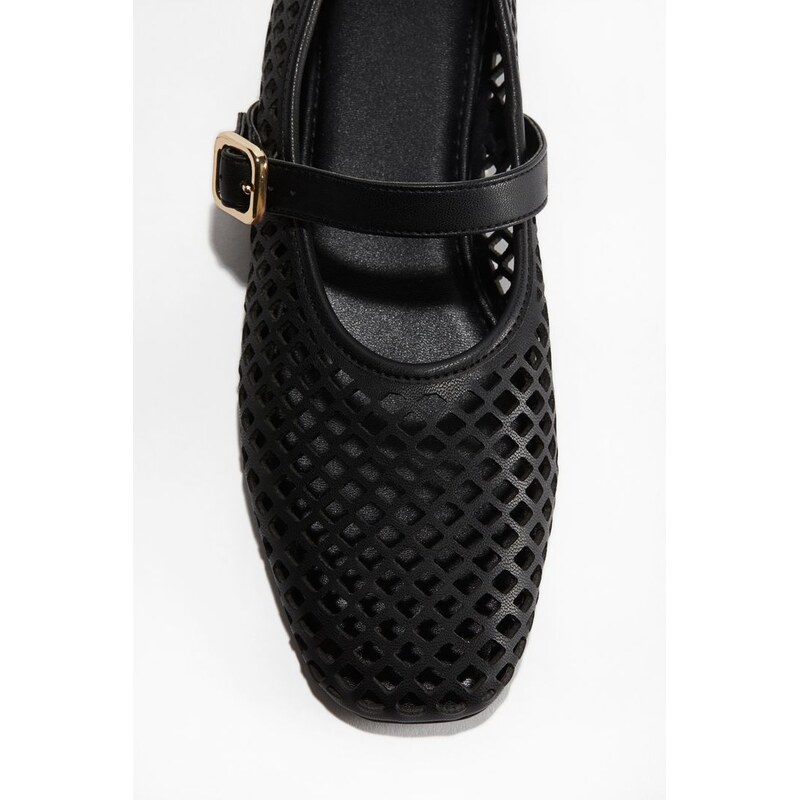 H&M - Perforované balerínky Mary Jane - Černá