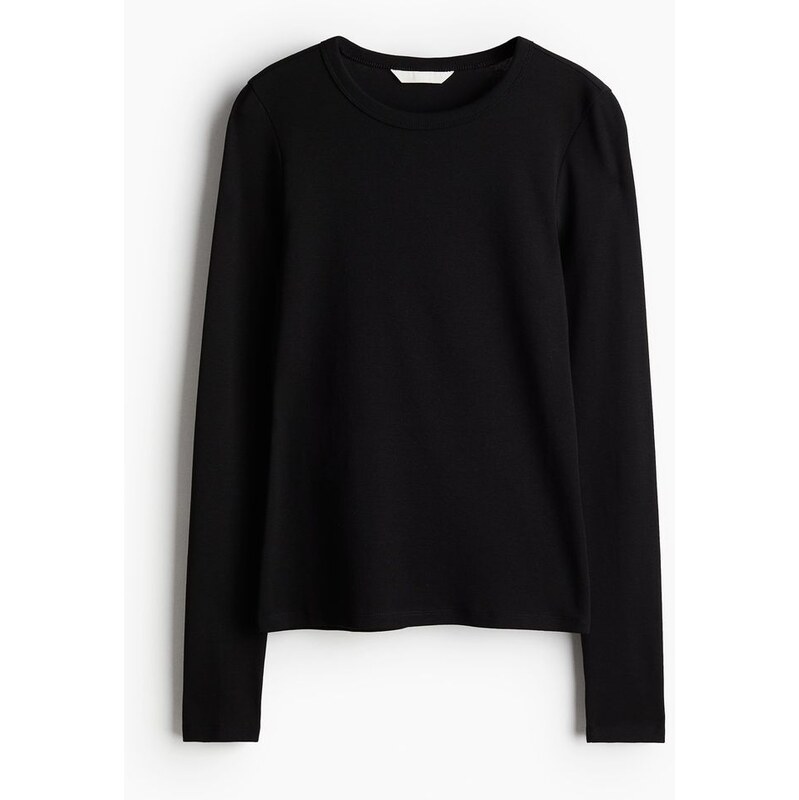H&M - Žerzejové trikos dlouhým rukávem - černá 108134128