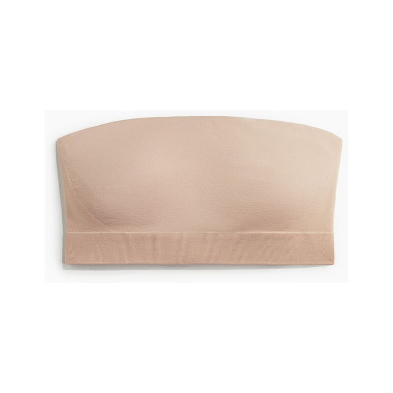 H&M - Bezešvá vyztužená podprsenka bandeau - Béžová