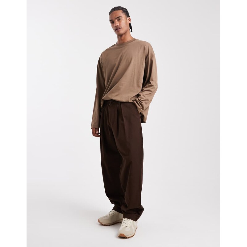 ASOS DESIGN Essentials oversized long sleeve t-shirt in brown