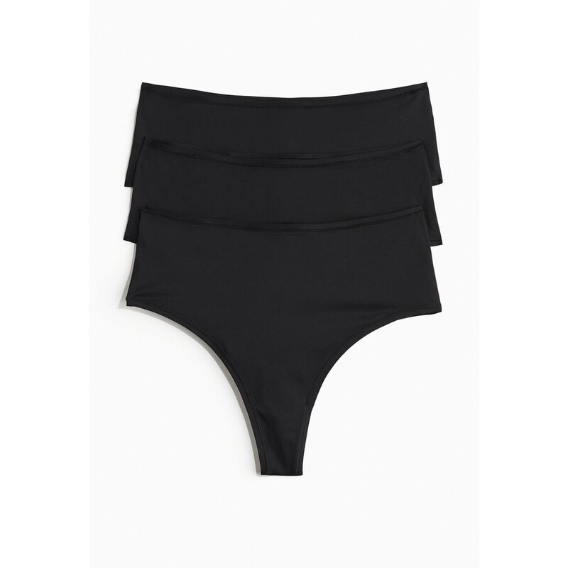 H&M - Kalhotky brazilian z mikrovlákna 3 kusy - černá 108555975