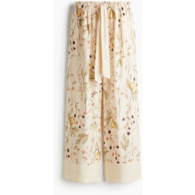 H&M - Široké kalhotys vázacím páskem - béžová 108135499