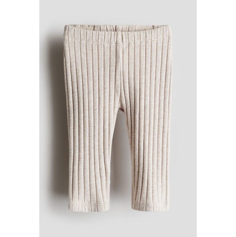 H&M - Bavlněné legínys širokým žebrováním - Světle Béžová