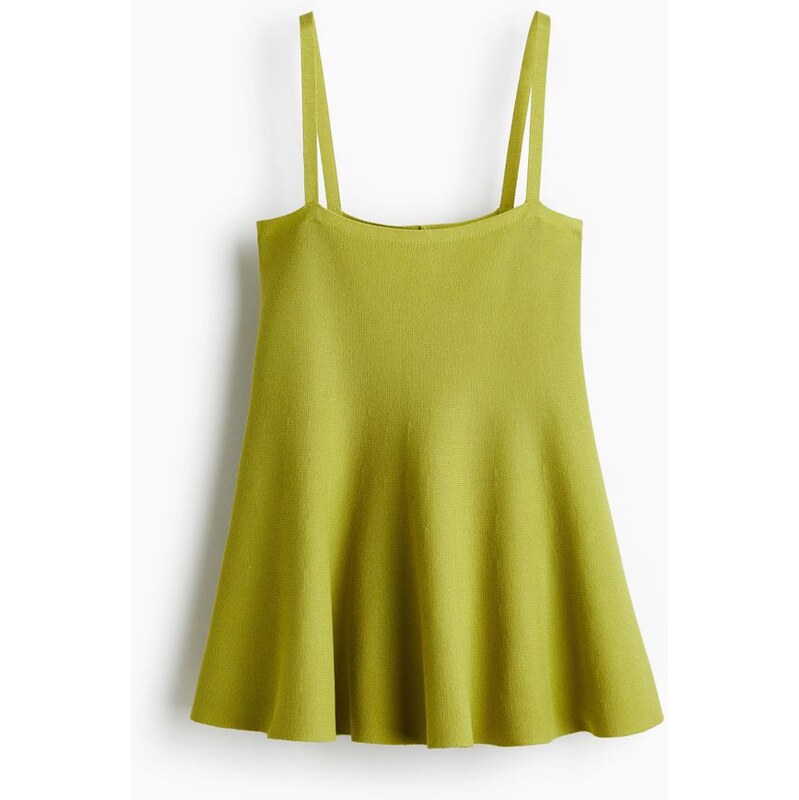 H&M - Top na ramínka z jemného úpletu - Limetkově Zelená