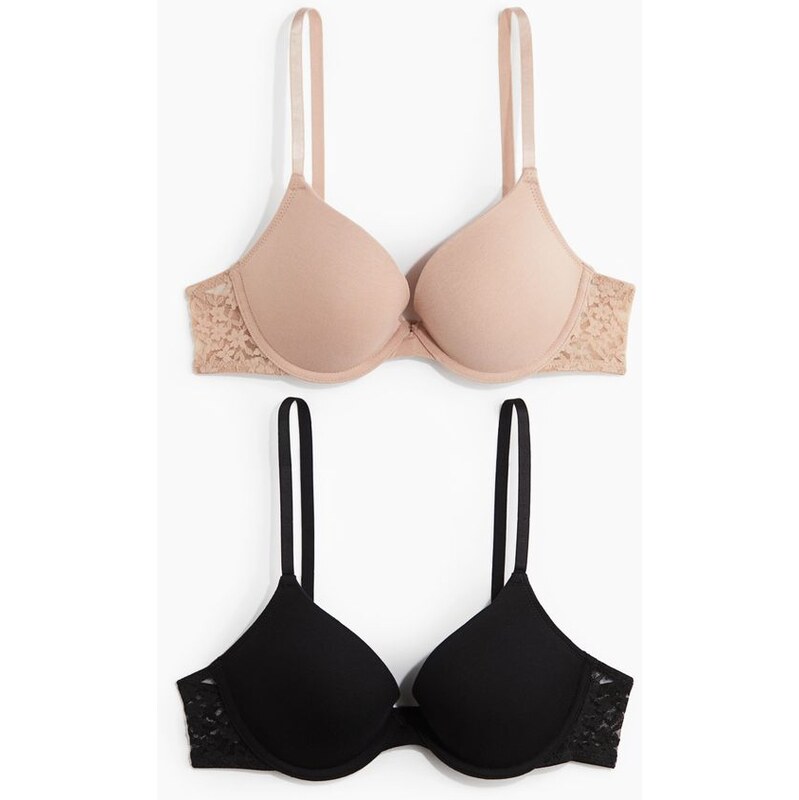 H&M - 2 bavlněné push-upky - béžová 108373509