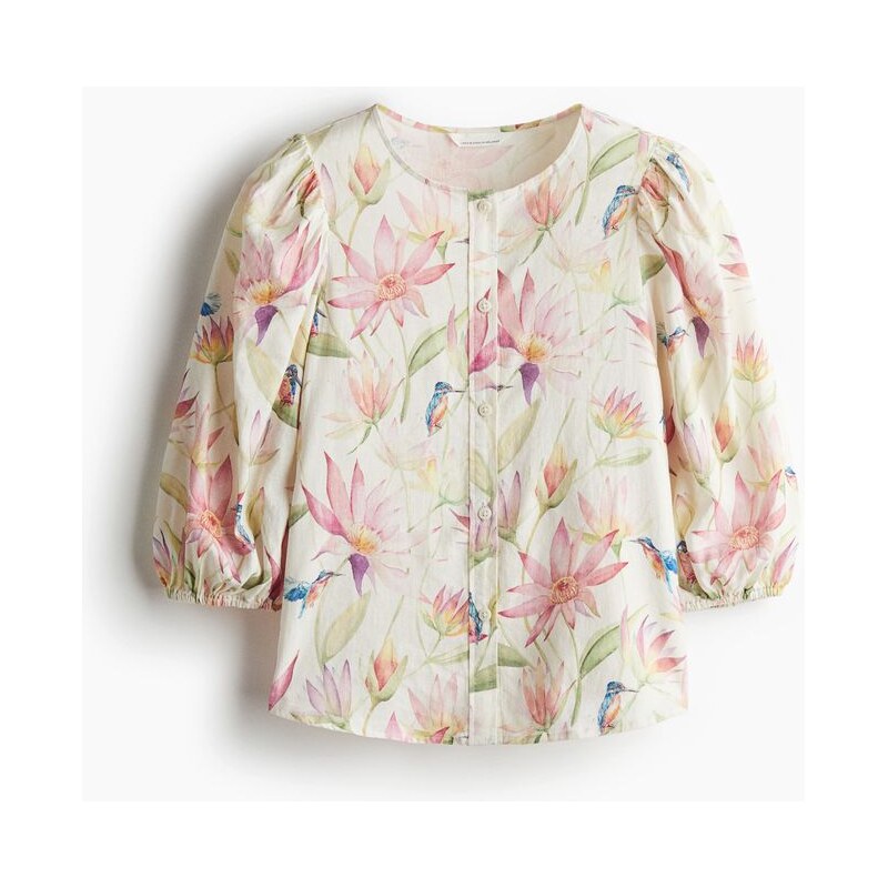 H&M - Halenka z lněné směsi - bílá 108136809