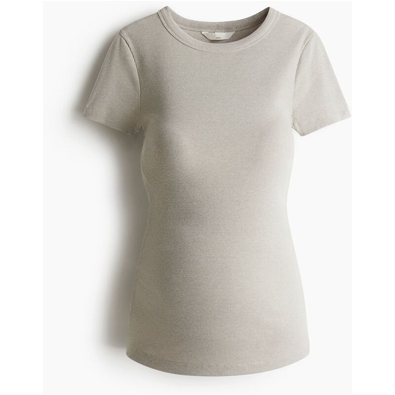 H&M - MAMA Žebrovaný top - béžová 108136811
