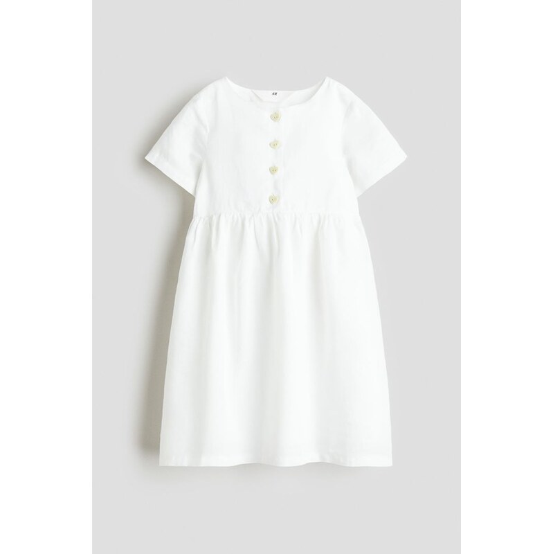 H&M - Lněné šaty - Bílá