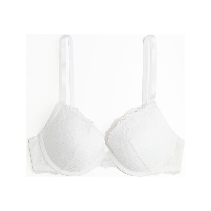 H&M - Krajková podprsenka push-up - bílá 108137846