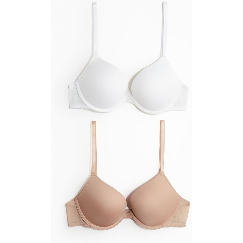 H&M - 2 push-upky z mikrovlákna - bílá 108138300