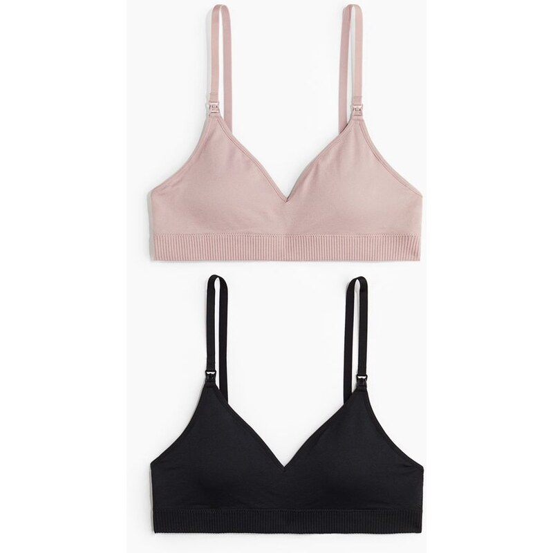 H&M - MAMA Bezešvá podprsenka na kojení 2 kusy - růžová 108209411