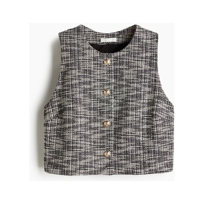 H&M - Vesta z žerzeje buklé - Černý Melír