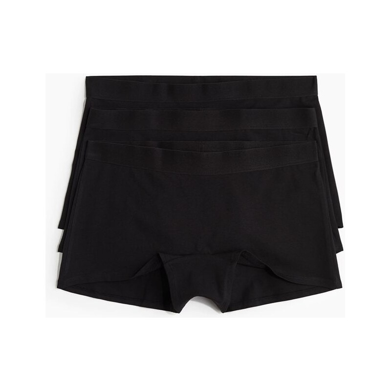 H&M - Bavlněné kalhotky boxer 3 kusy - Černá