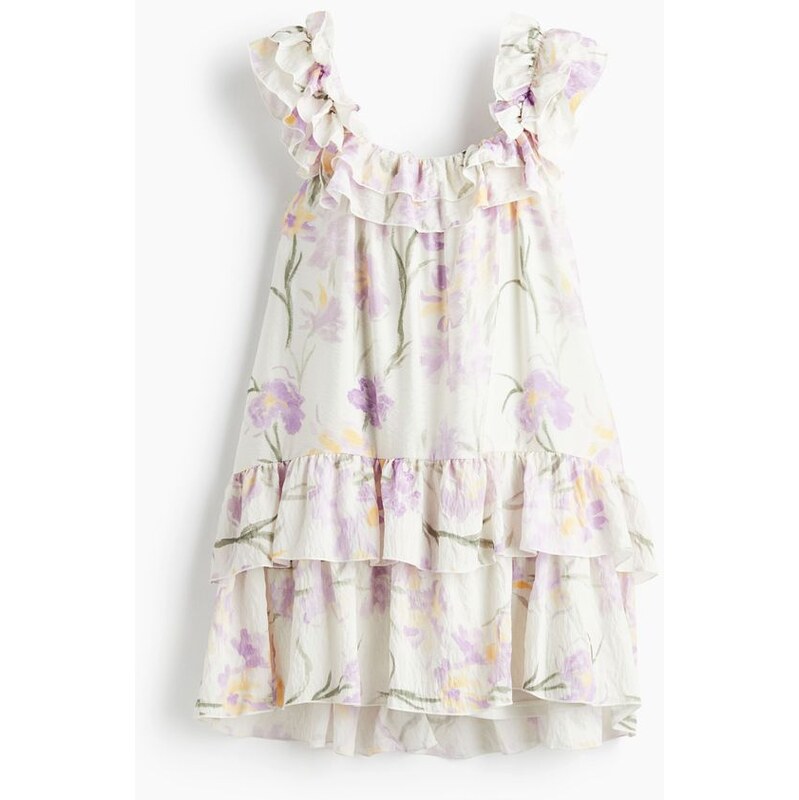 H&M - Šaty lemované volánky - Bílá/Květiny