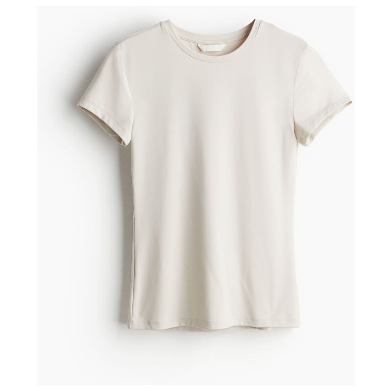 H&M - Přiléhavé tričko z mikrovlákna - béžová 108141147