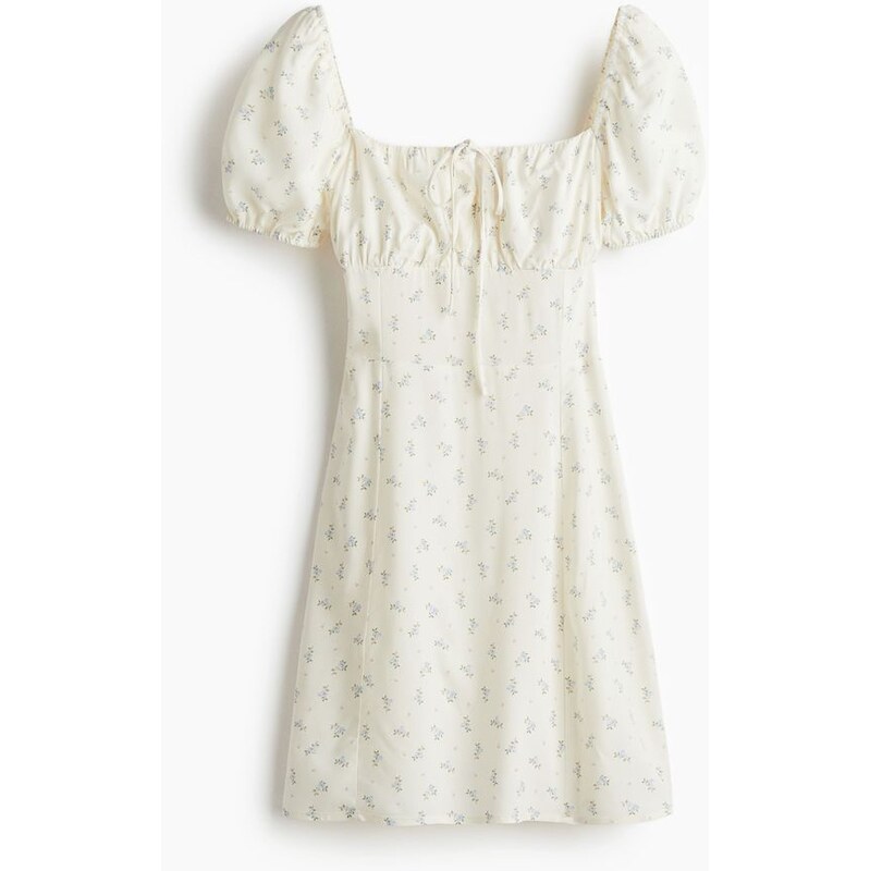 H&M - Šatys nabíranými rukávy - bílá 108141269