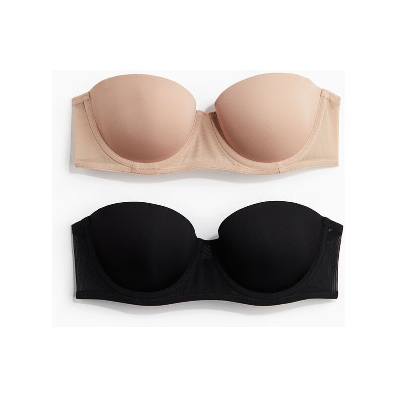 H&M - Vyztužená balkonetka z mikrovlákna 2 kusy - béžová 108141386