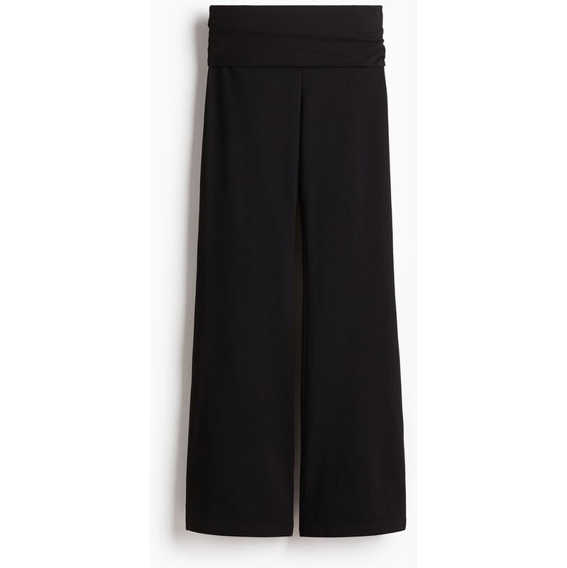 H&M - Bavlněné kalhotys ohrnutým pasem - černá 108141389