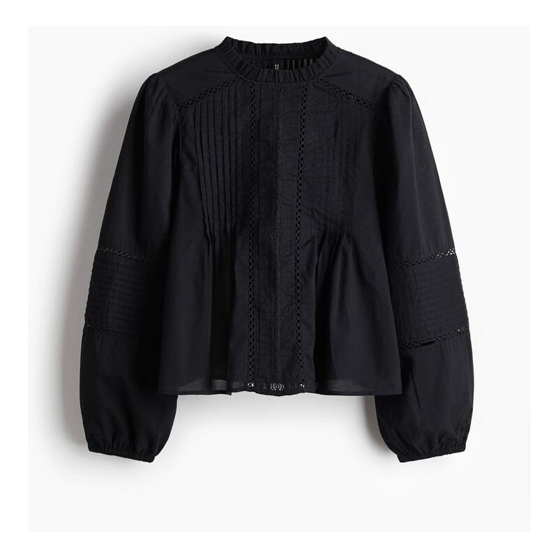 H&M - Bavlněná halenka sesámky - černá 108159206
